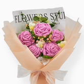 YSHomy Crochet Pure Pink Rose Bouquet